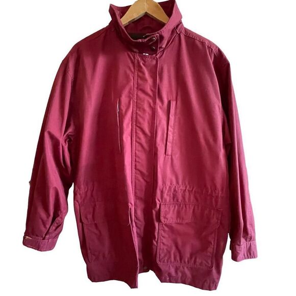 Lands End ~ Women’s Red Outerwear Jacket ~ Plaid Wool Lining ~ size L - Picture 1 of 13